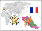 Mapa vinos Francia AOP Costières de Nîmes, Francia