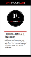 92 puntos James Suckling nota de cata Luigi Bosca De Sangre