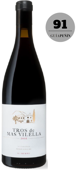 Botella de Tros de Mas Vilella, vino tinto ecológico ensamble